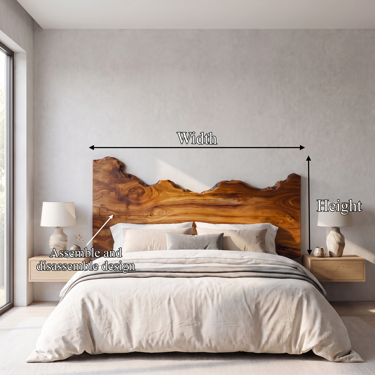 Contemporary Live Edge Wood Headboard For Bedroom - view 8