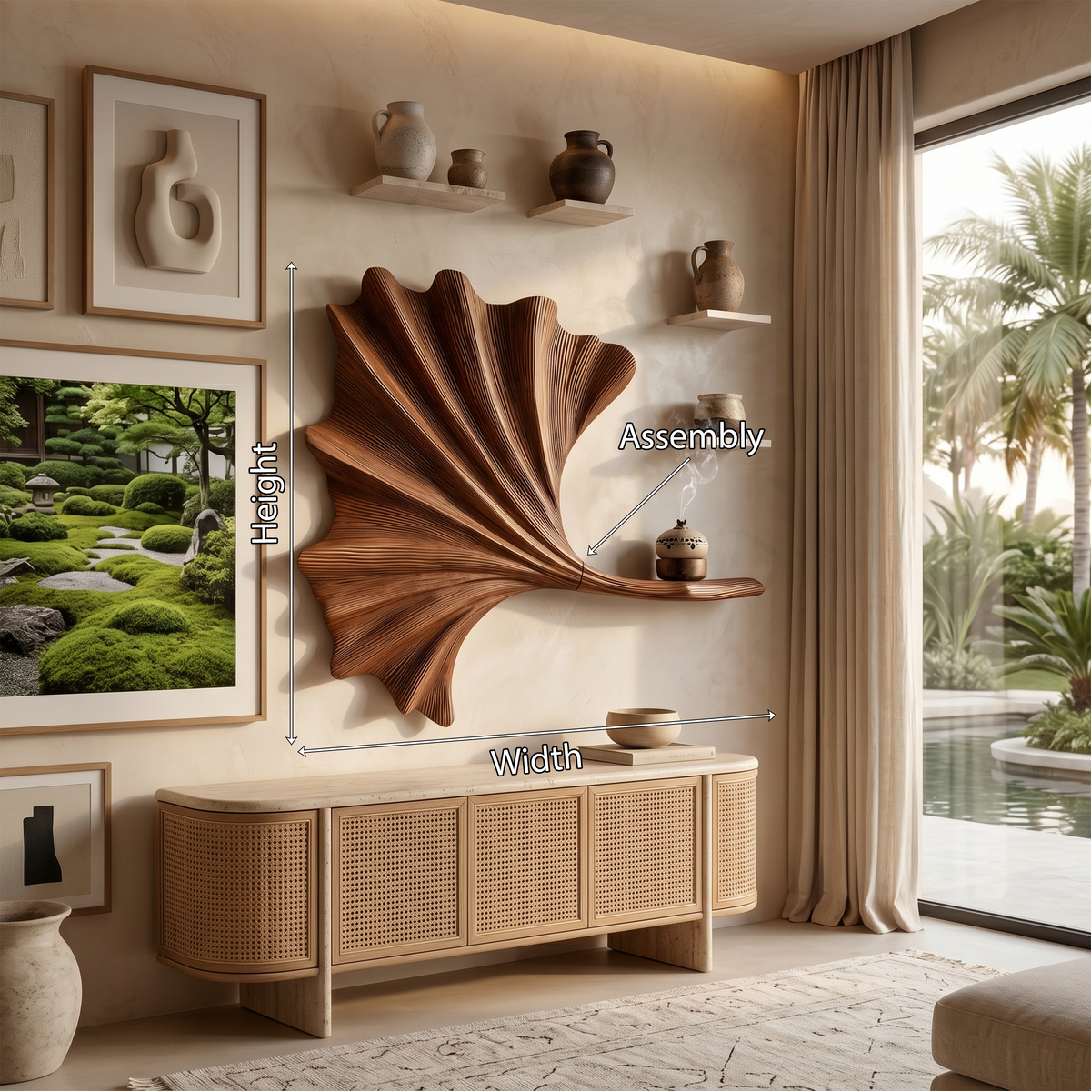 Contemporary Ginkgo Leaf Wall Shelf For Interior