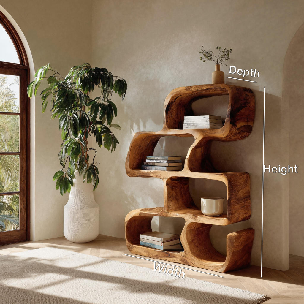 Artistic Wooden Standing Shelf For Modern Home