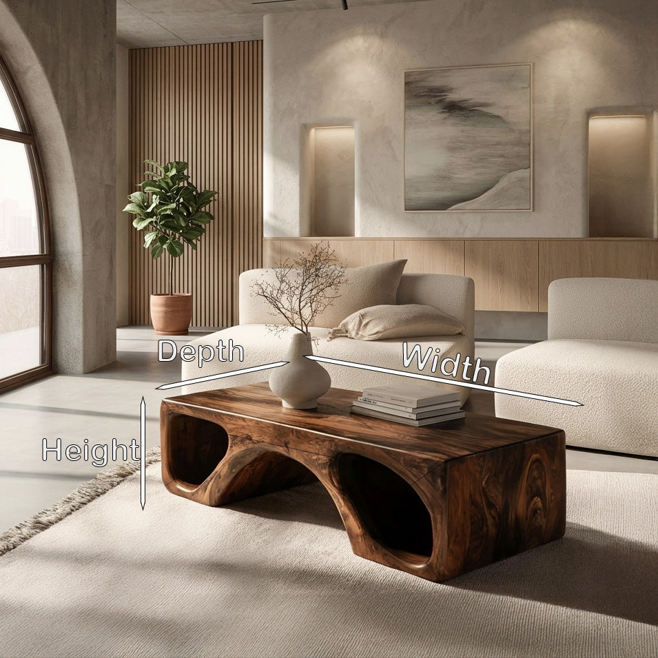 Contemporary Natural Wood Coffee Table With Unique Form For Home