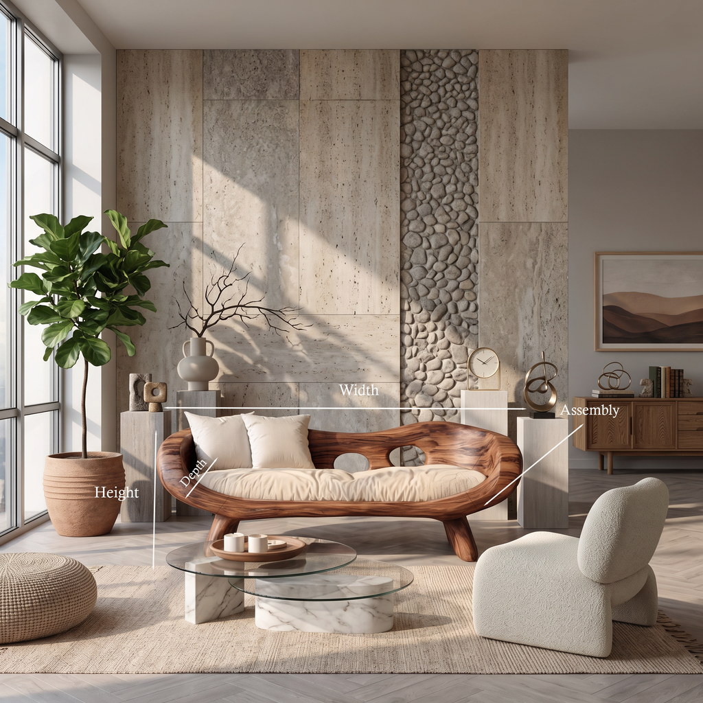 Artistic Sculptural Sofa With Curved Design For Living Room