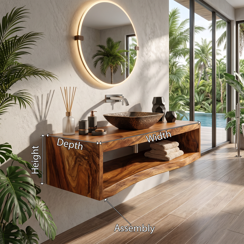 Contemporary Wood Bathroom Cabinet Tropical Villa - view 8