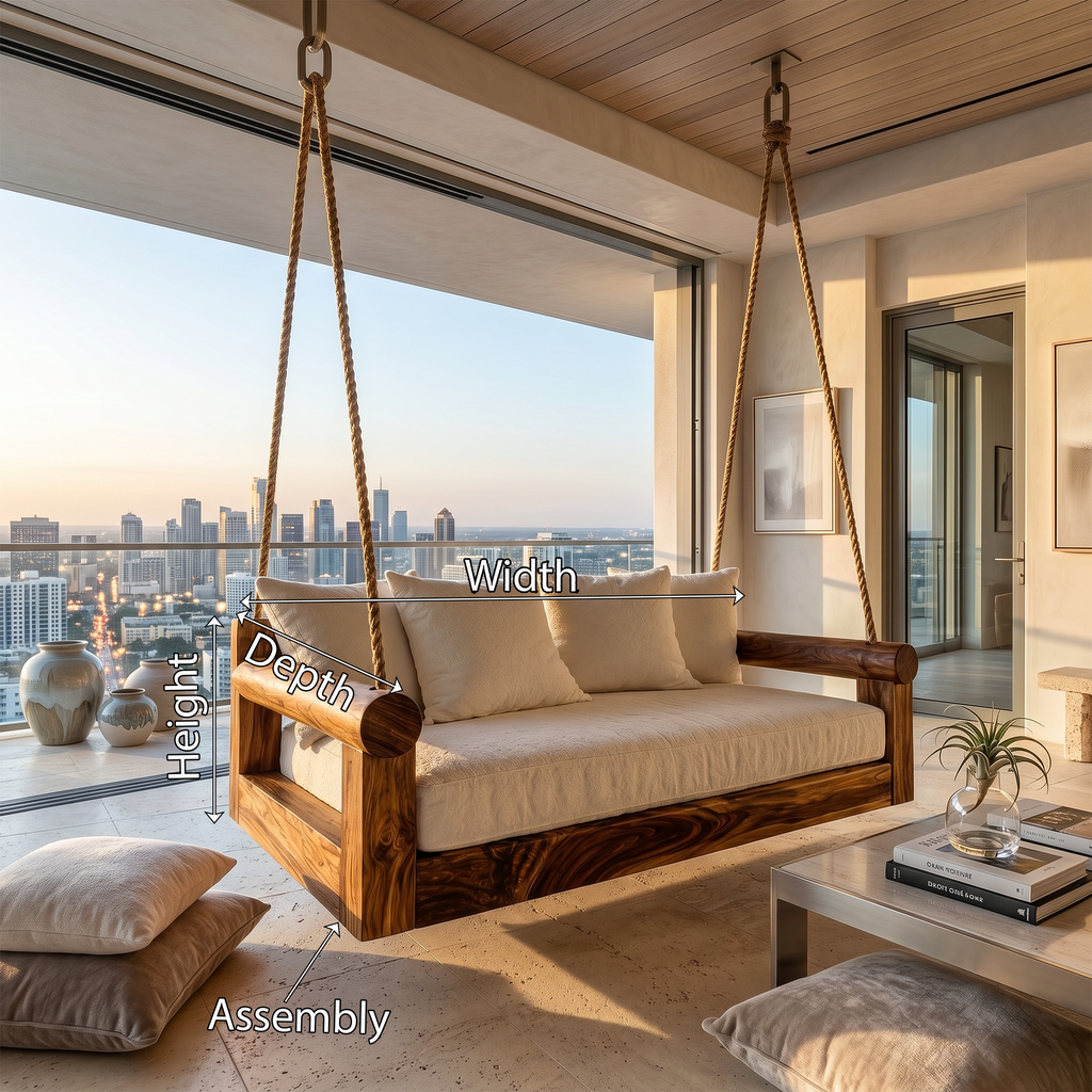 Contemporary Hanging Sofa Swing City View Luxury Apartment