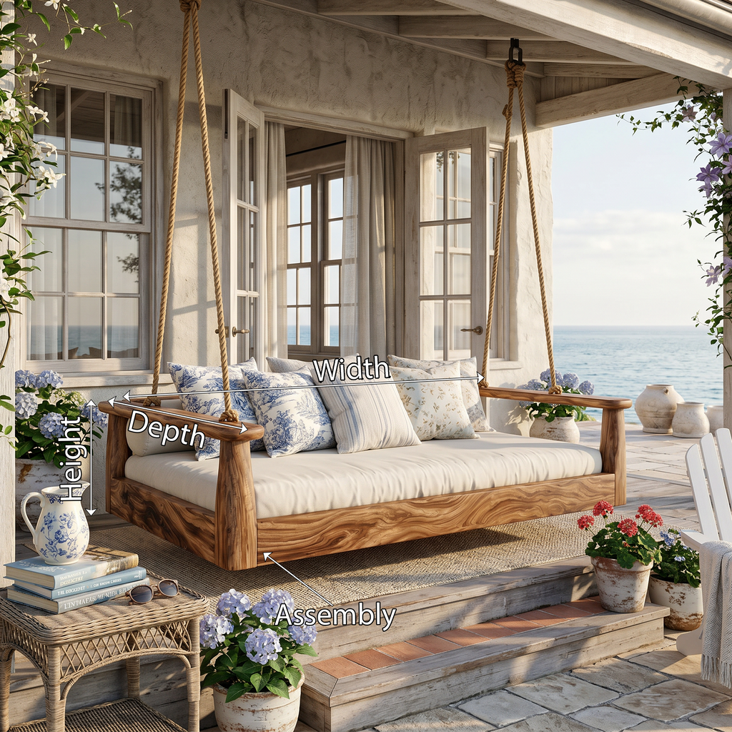 Coastal Porch Hanging Daybed Swing Seaside Cottage Retreat