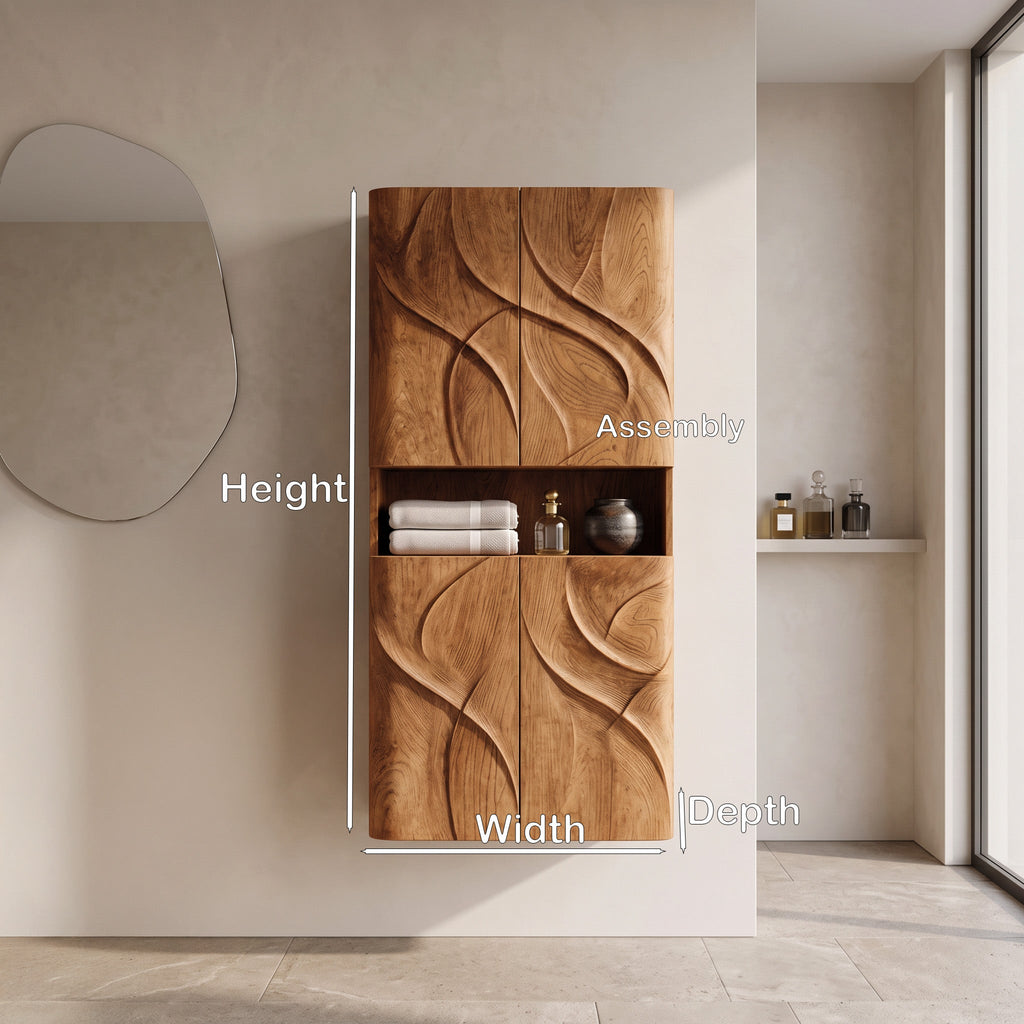 Contemporary Bathroom Cabinet With Door Waves For Bathroom