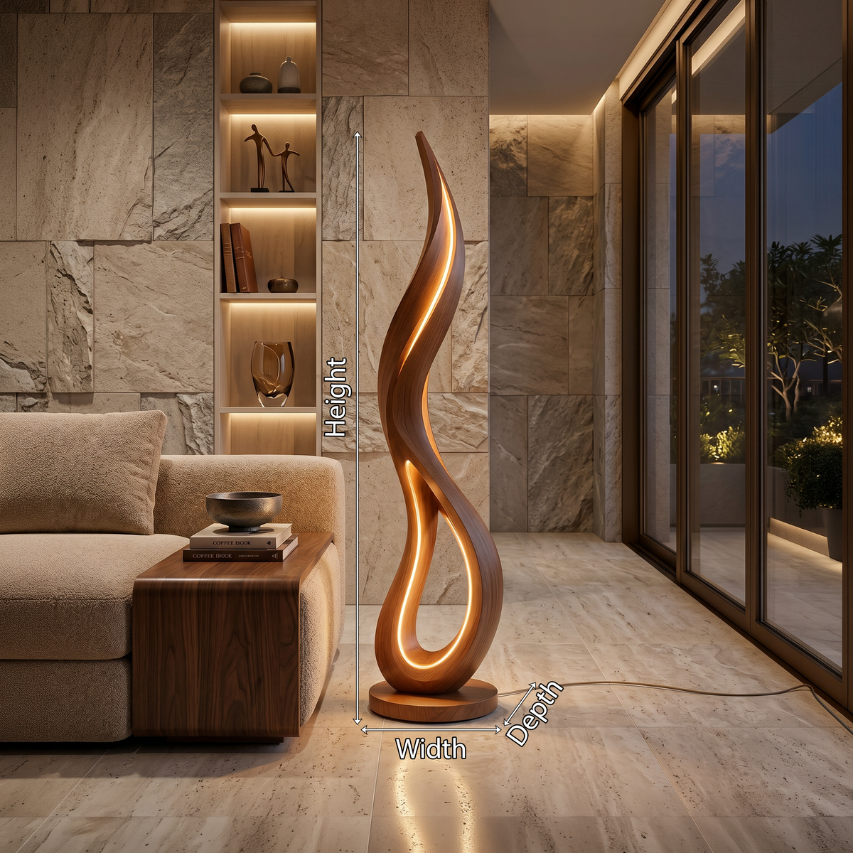 Contemporary Dancing Flame Floor Lamp For Living Room
