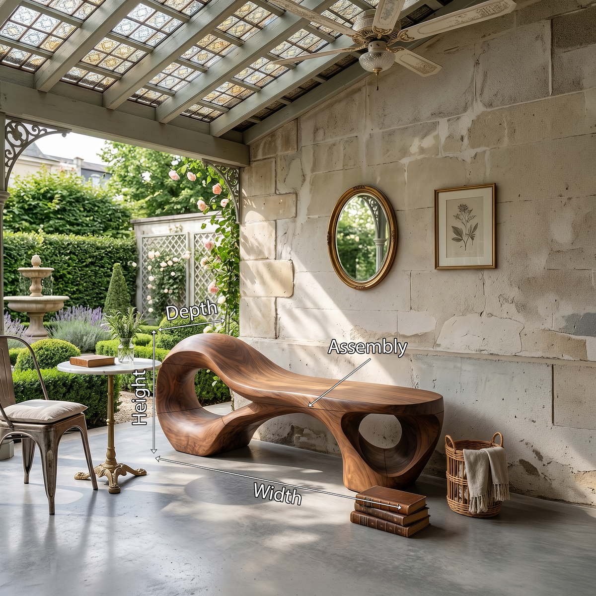 Contemporary Arched Cutout Bench For Courtyard Interior Area