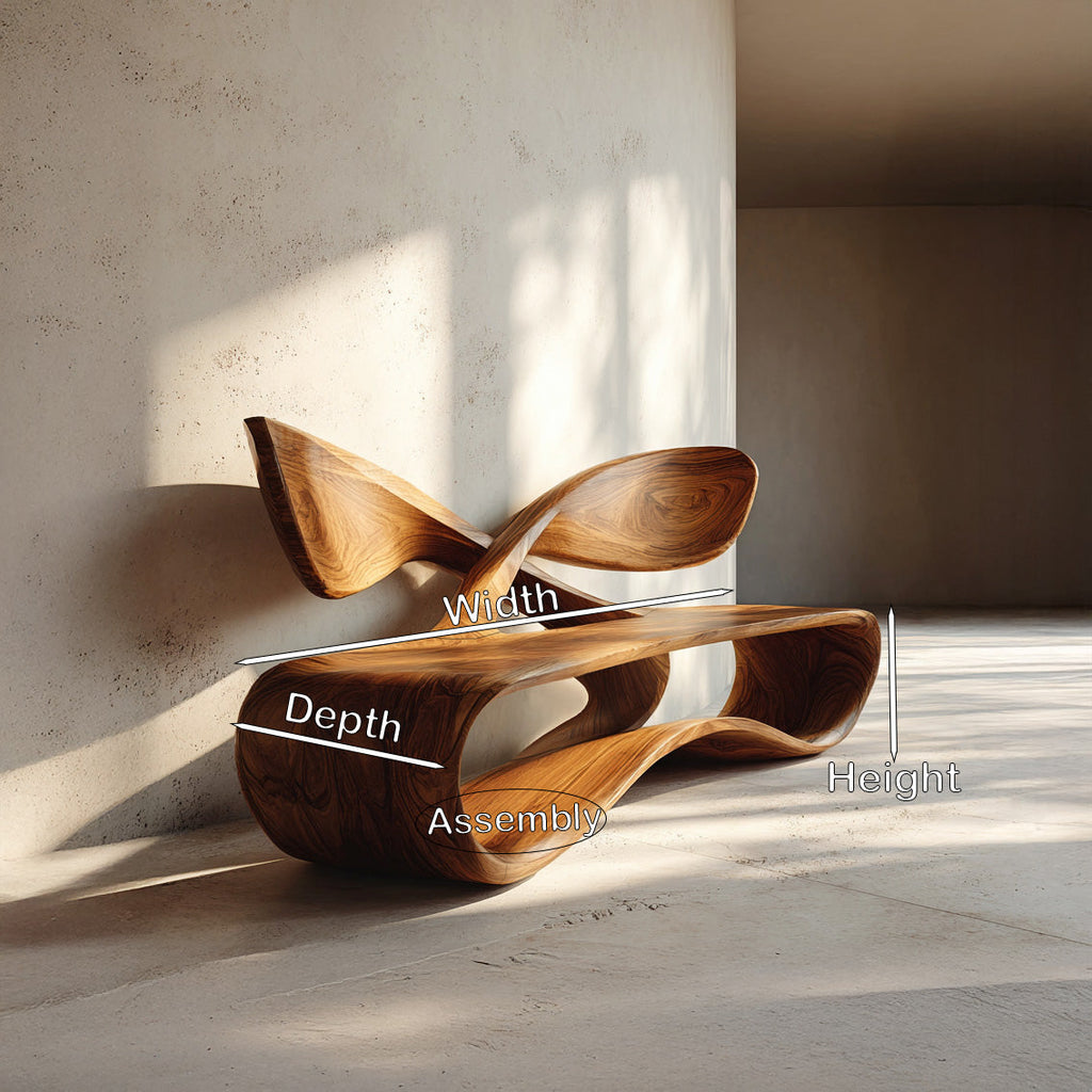 Contemporary Curved Bench With Cross Backrest For Living Room
