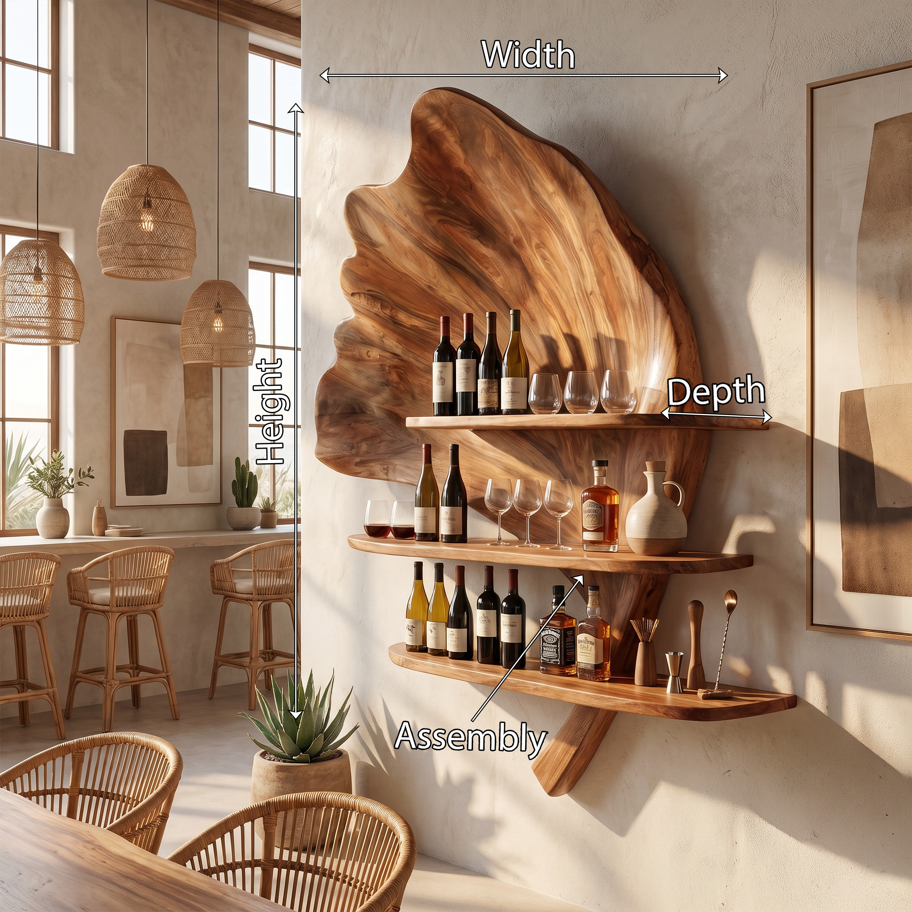Boho Wall Wine Stand For Apartment Wine Accent Feature