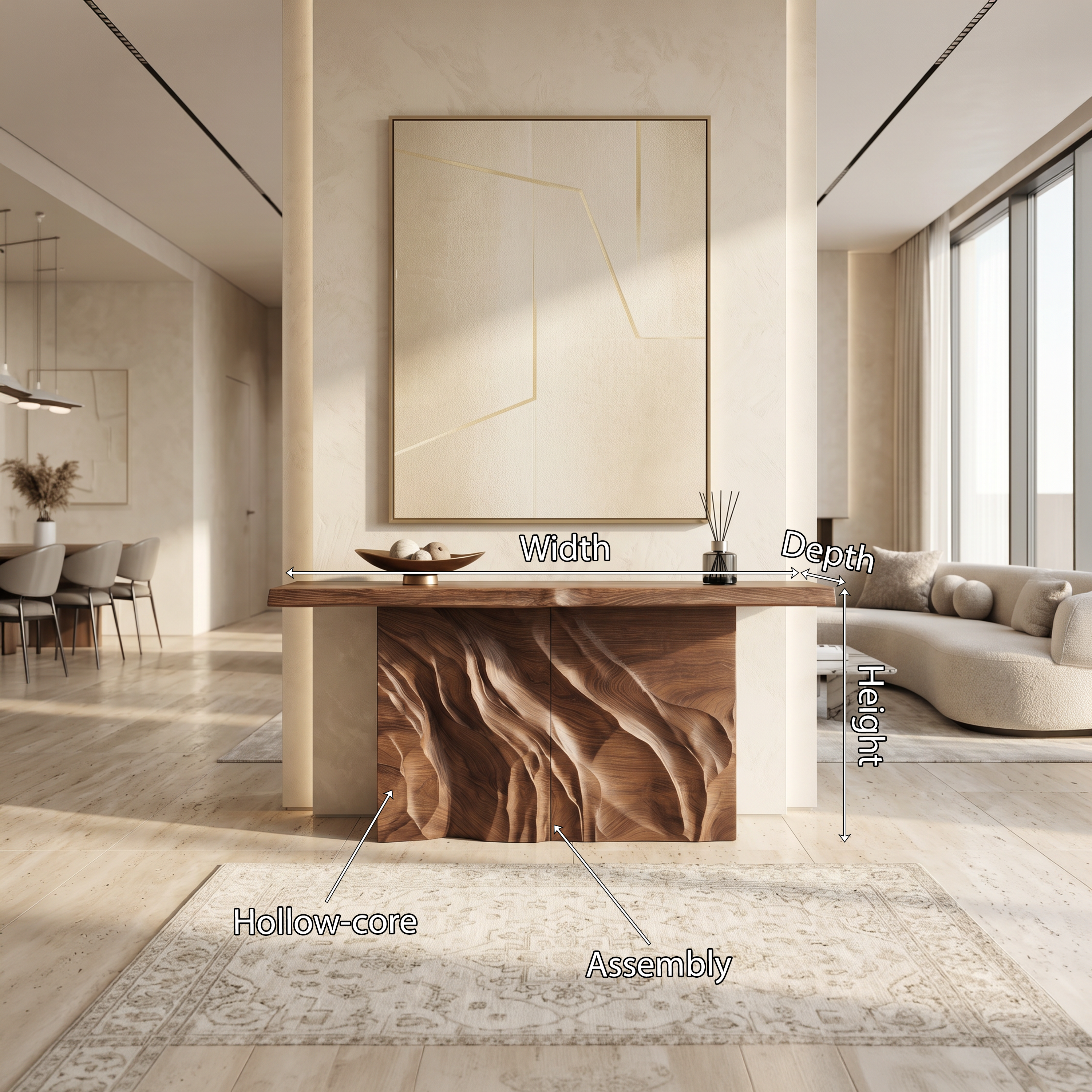 Contemporary Organic Edge Console Table For Foyer Interior Area