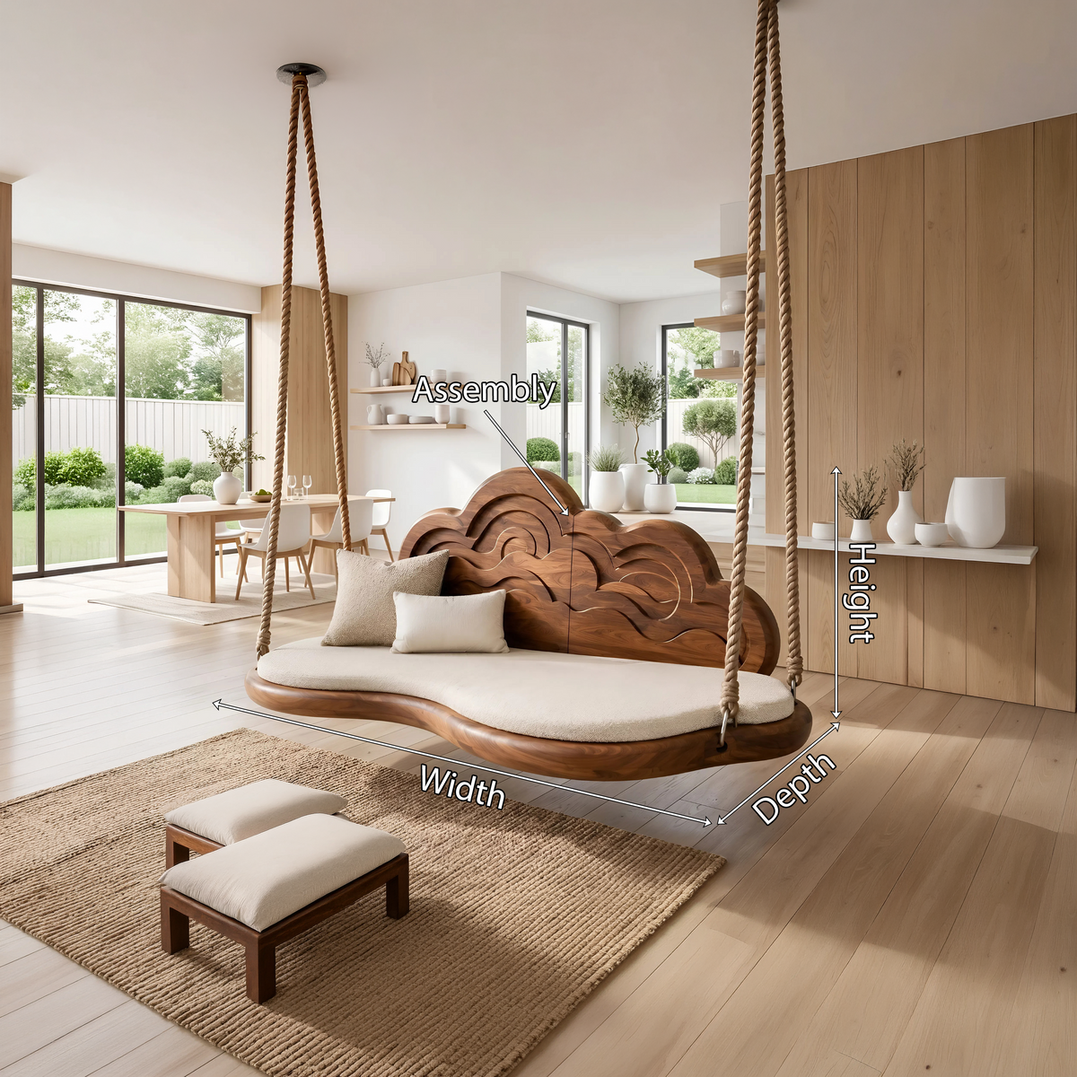 Contemporary Organic Back Indoor Swing Resort Lounge Interior