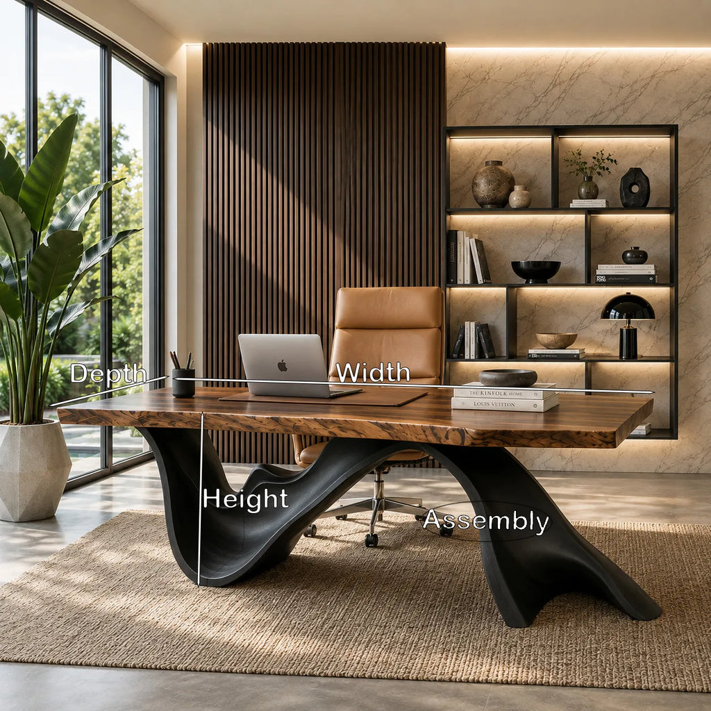 Contemporary Live Edge Sculptural Executive Desk For Home Office