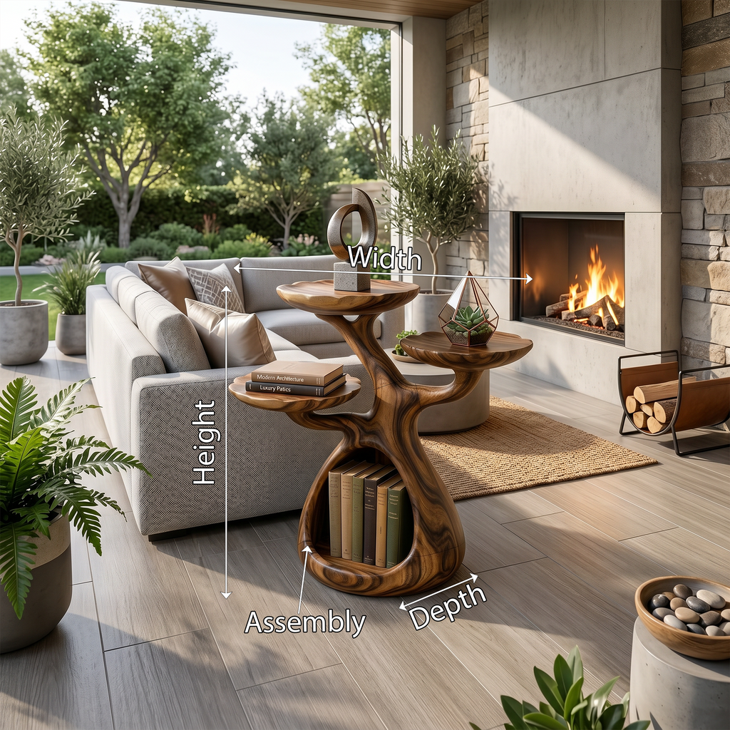 Contemporary Display Shelf Side Table Fireplace Lounge