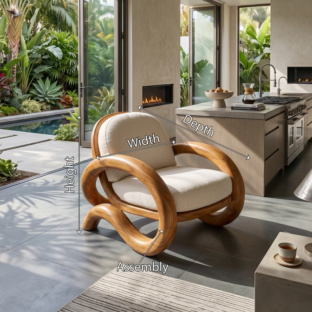 Contemporary Curved Lounge Chair Modern Villa Interior