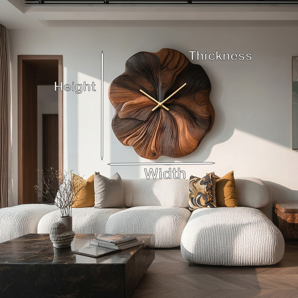 Contemporary Floral Wooden Wall Clock Decor For Living Room