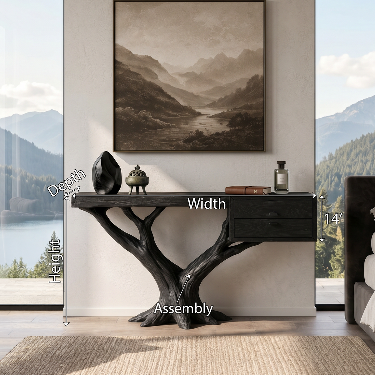 Contemporary Floating Tree Console Table Modern Hallway