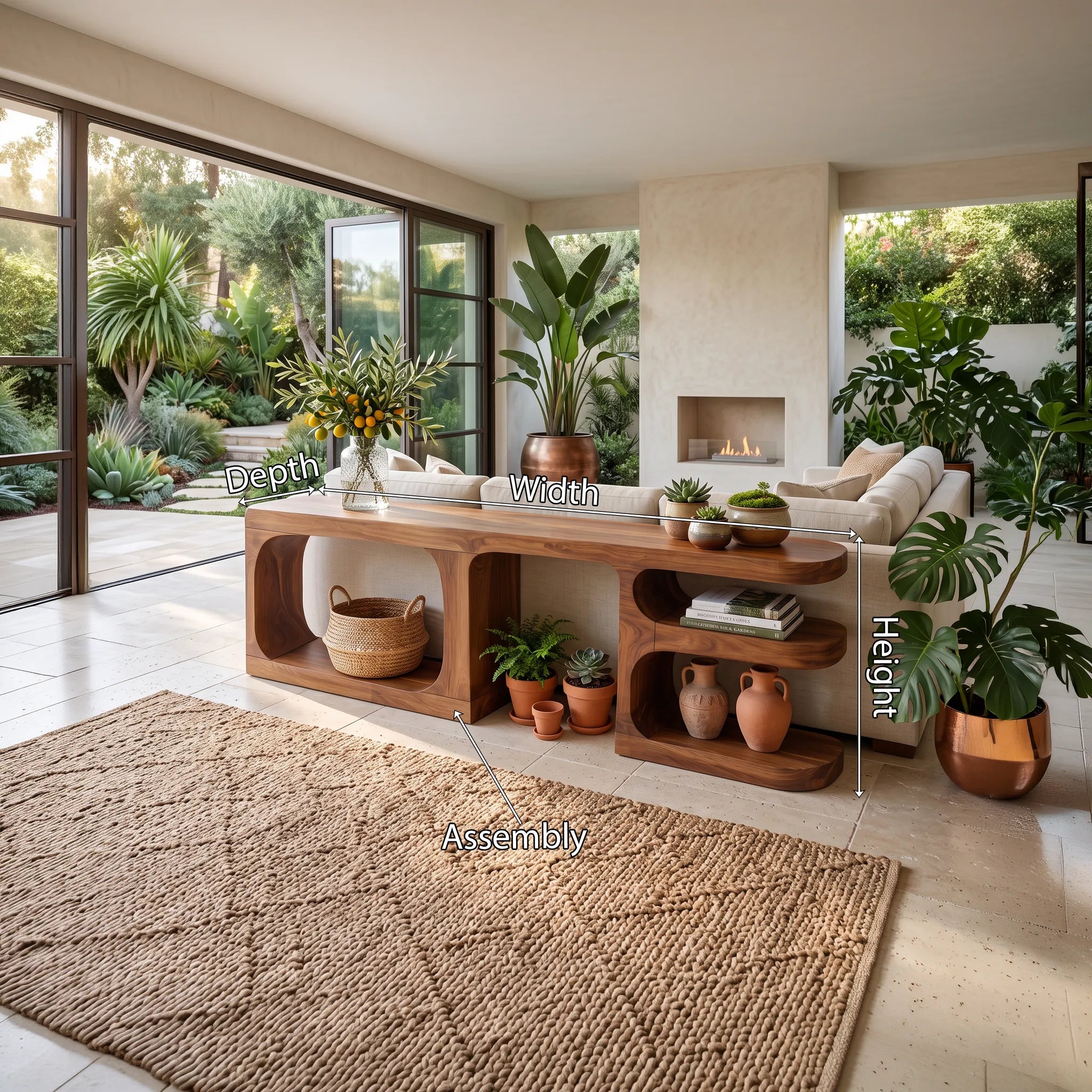 Contemporary Rounded Console Cabinet For Living Room