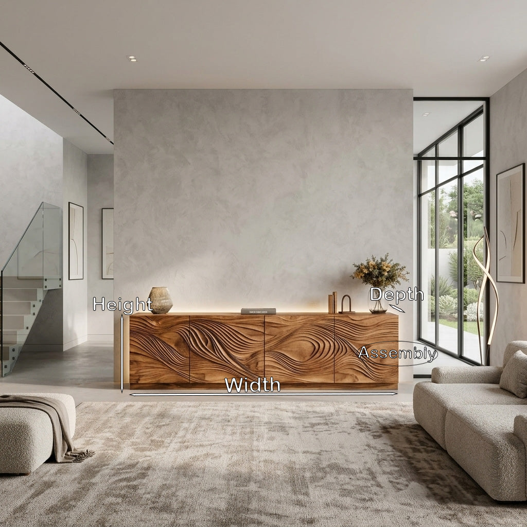 Artistic TV Console With Wave Pattern For Elegant Living Room