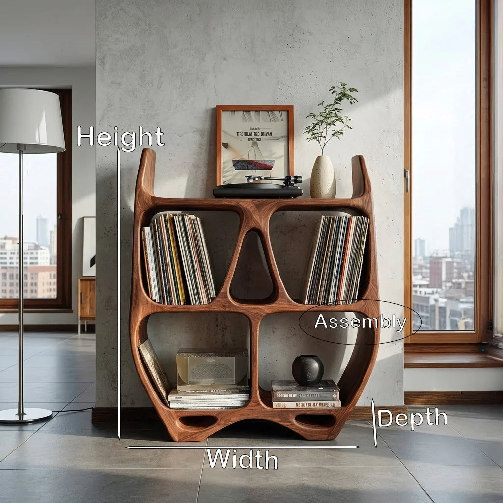 Elegant Sculptural Wooden Record Cabinet For Living Room - view 8
