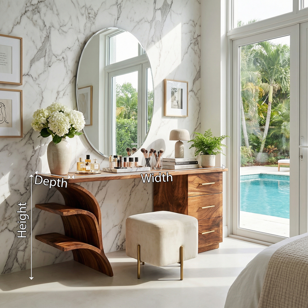 Contemporary Vanity Desk Studio Apartment Makeup Area Dressing Space - view 8