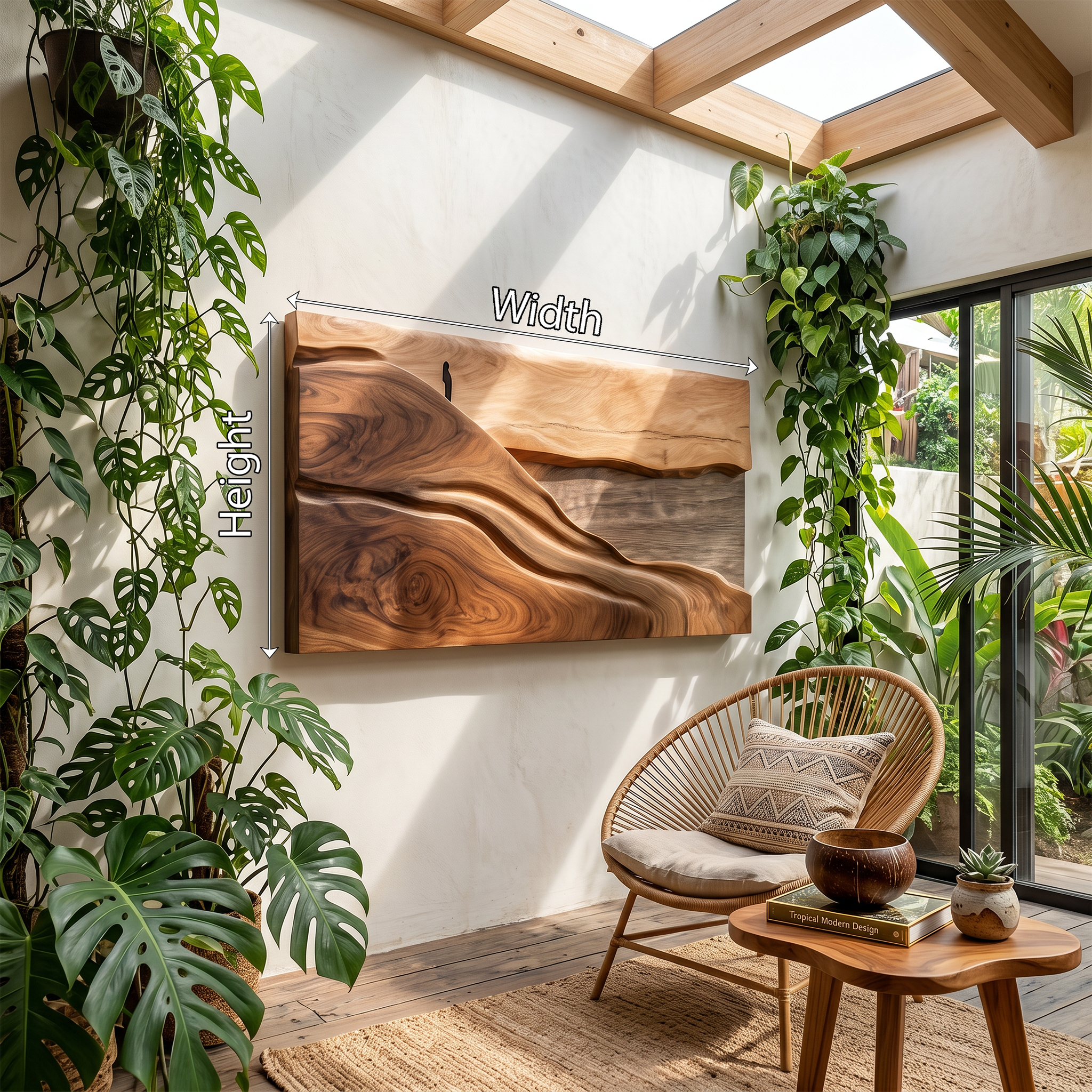 Abstract Natural Wood Wall Art For Tropical Modern Interior Styling