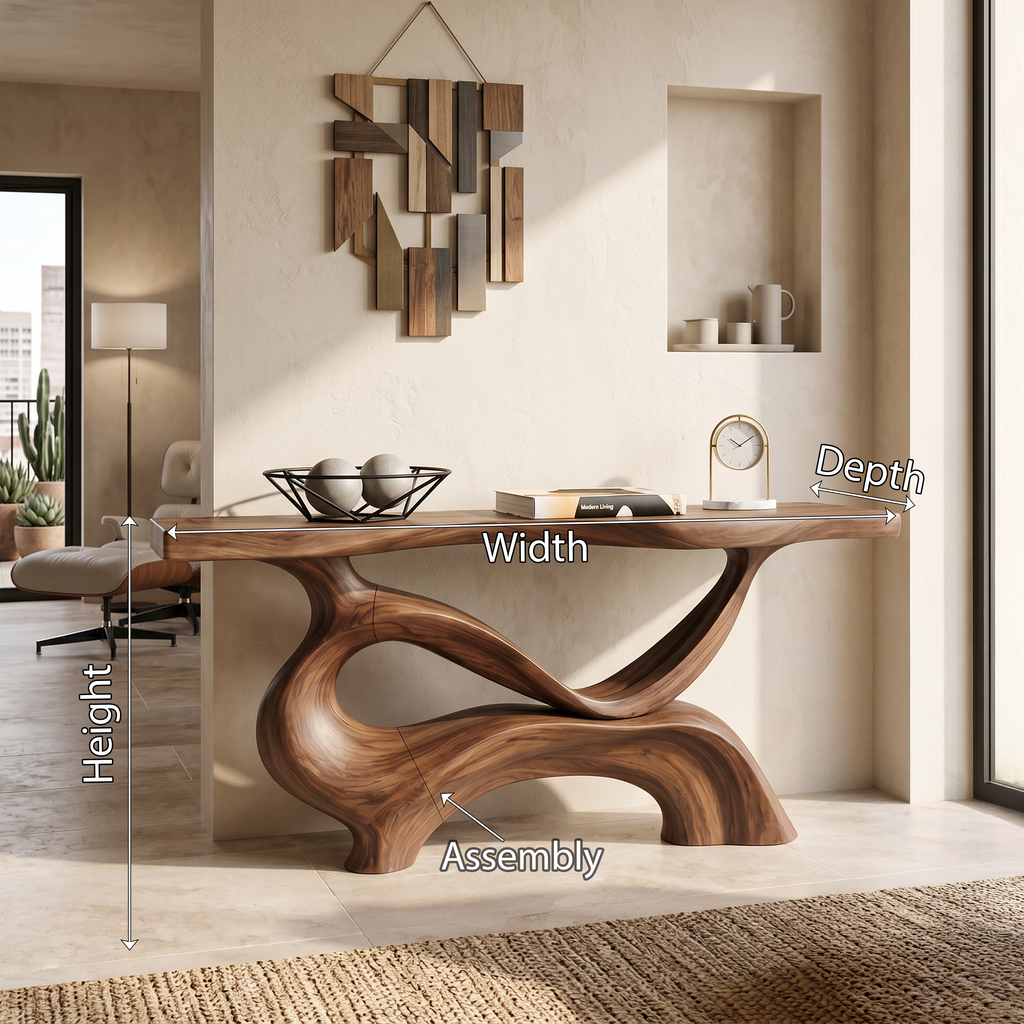 Contemporary Sculptural Base Console Table Modern Hallway