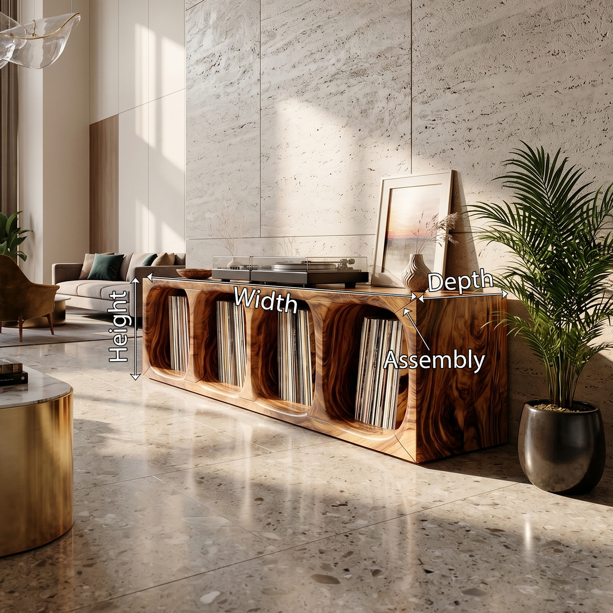 Contemporary Arch Vinyl Storage Cabinet Luxury Lounge