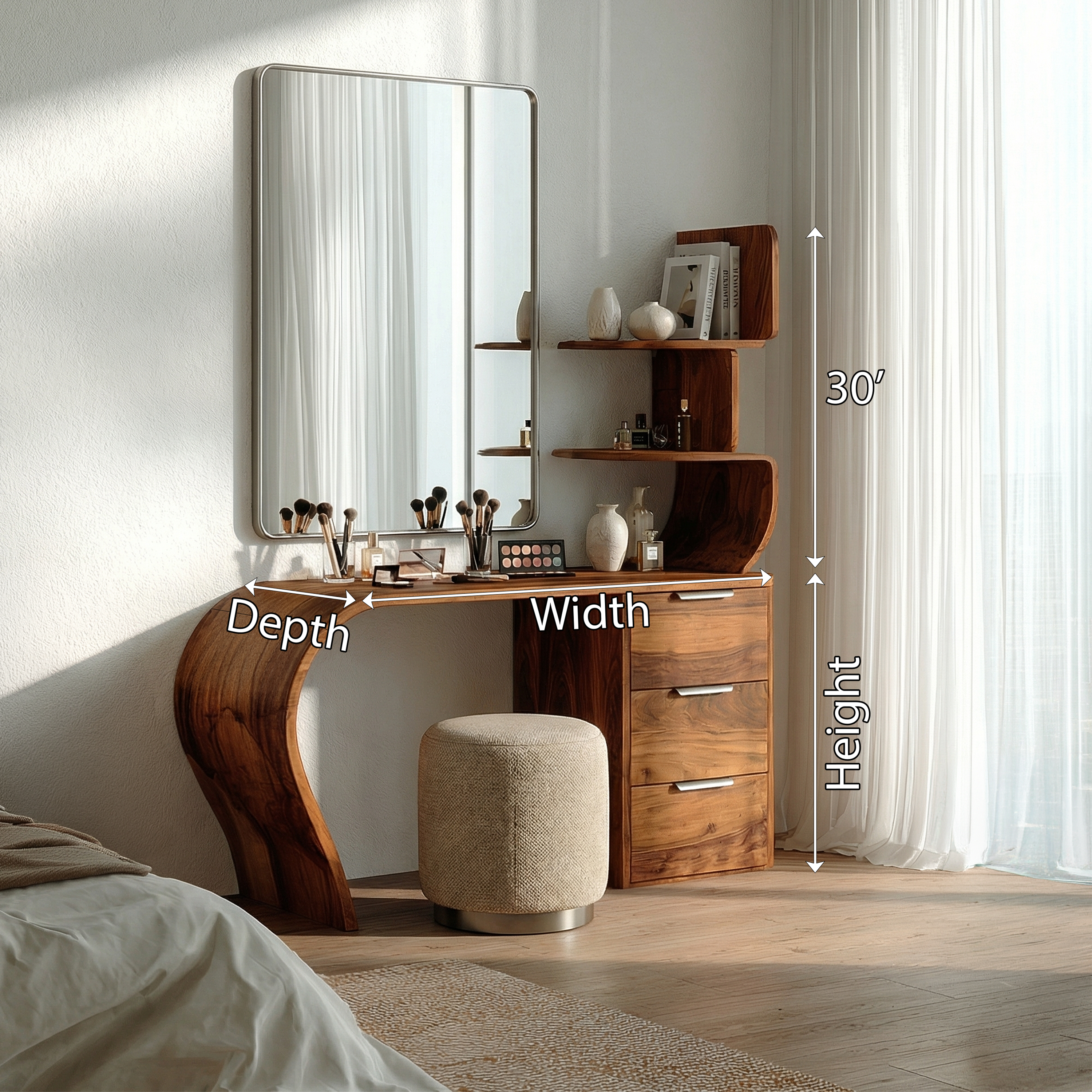 Boho Makeup Vanity Desk Bedroom Dressing Area Beauty Space