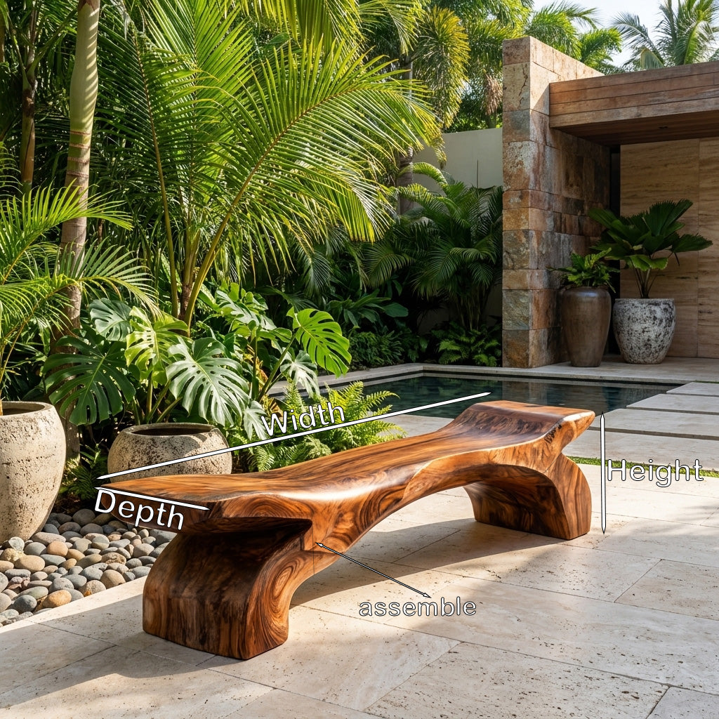 Contemporary Natural Wood Outdoor Bench For Modern Backyard Space