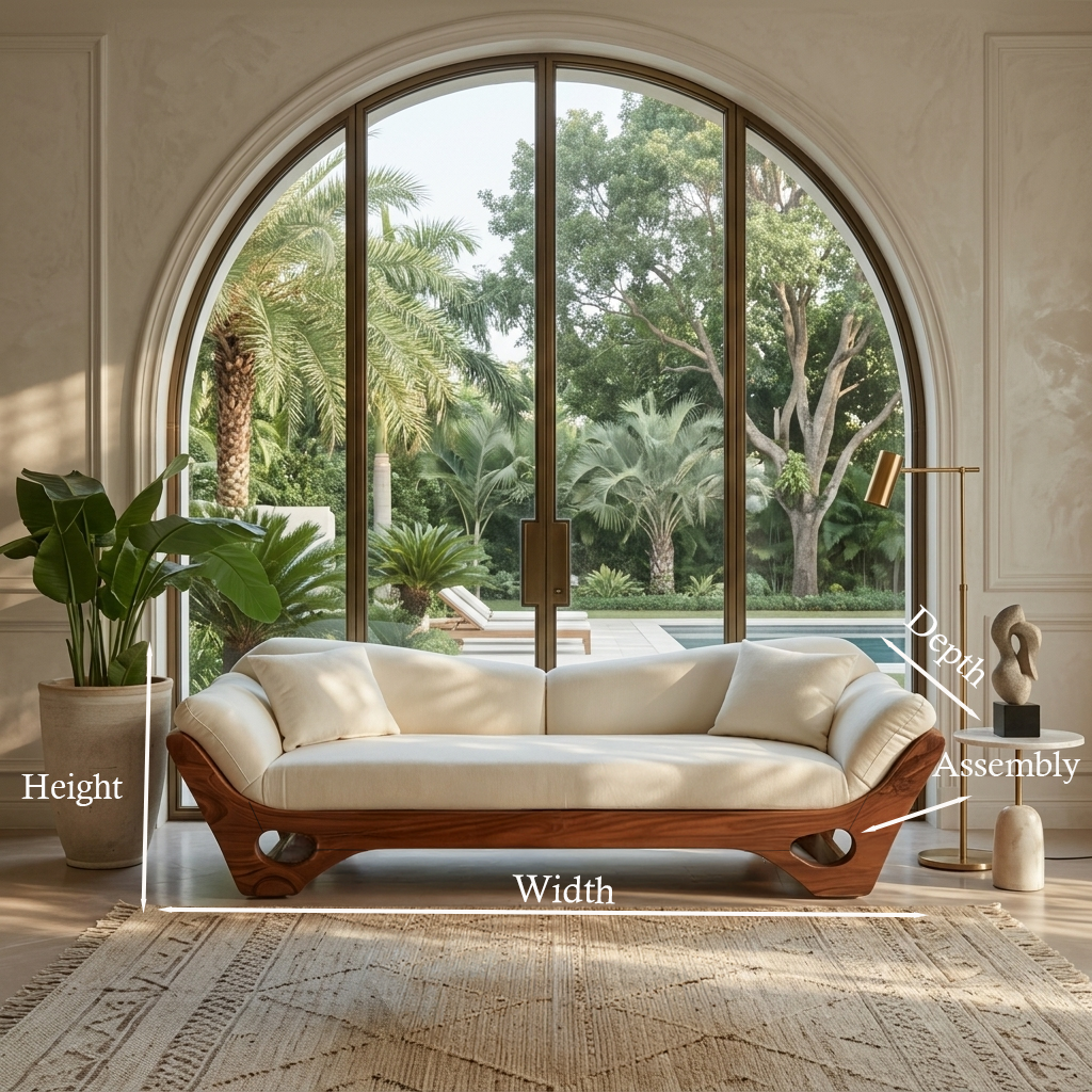 Artistic Wooden Sofa With Sculptural Organic Frame For Contemporary Home