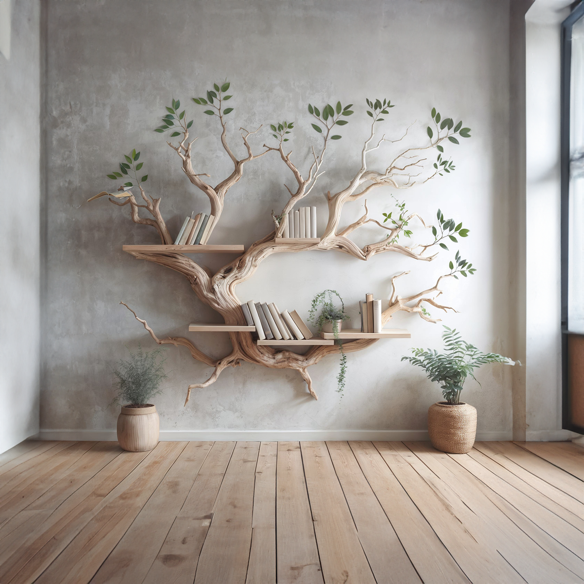 Driftwood Tree Bookshelf Decor Mid Century Bookcase - view 3