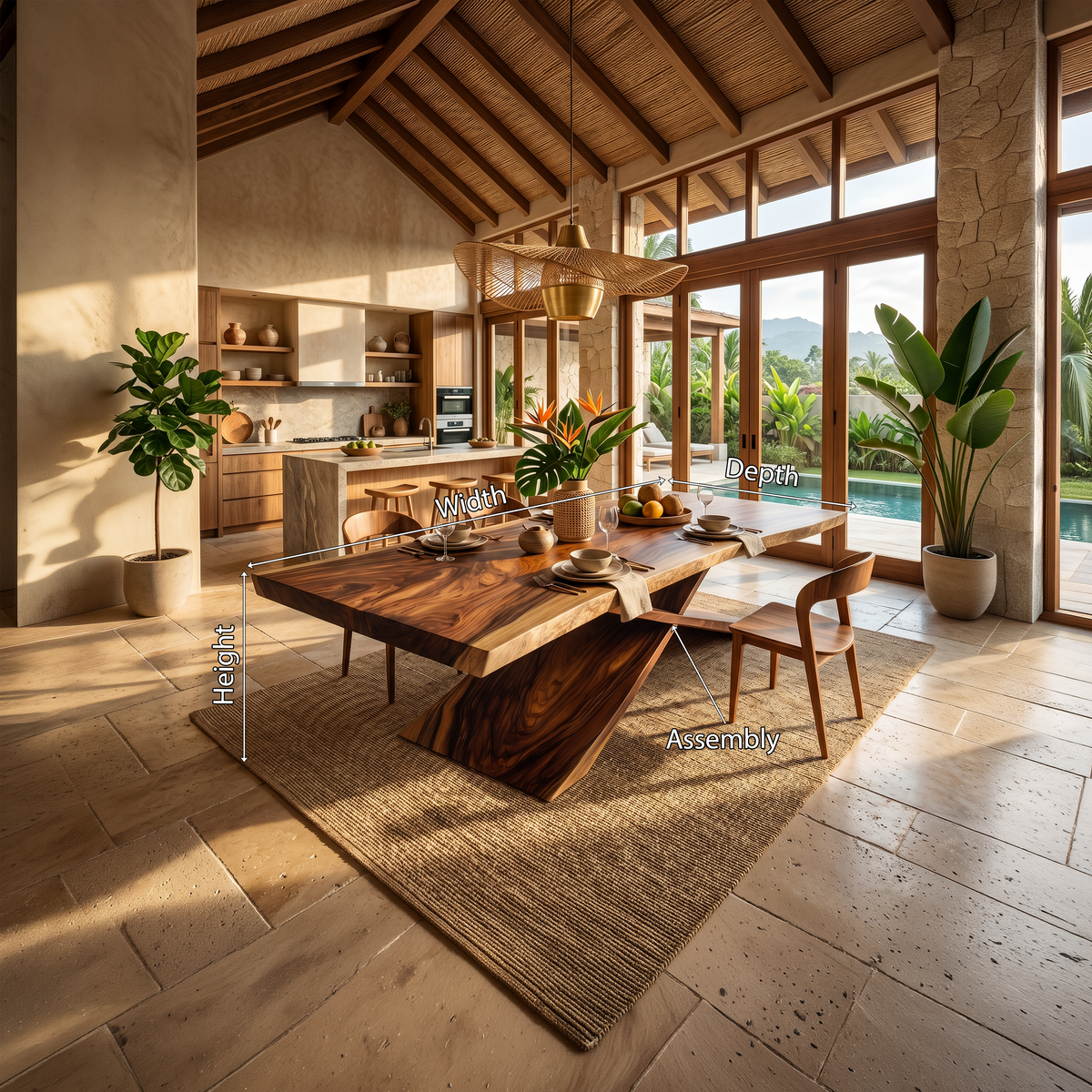 Contemporary Organic Live Edge Solid Wood Dining Table - view 8