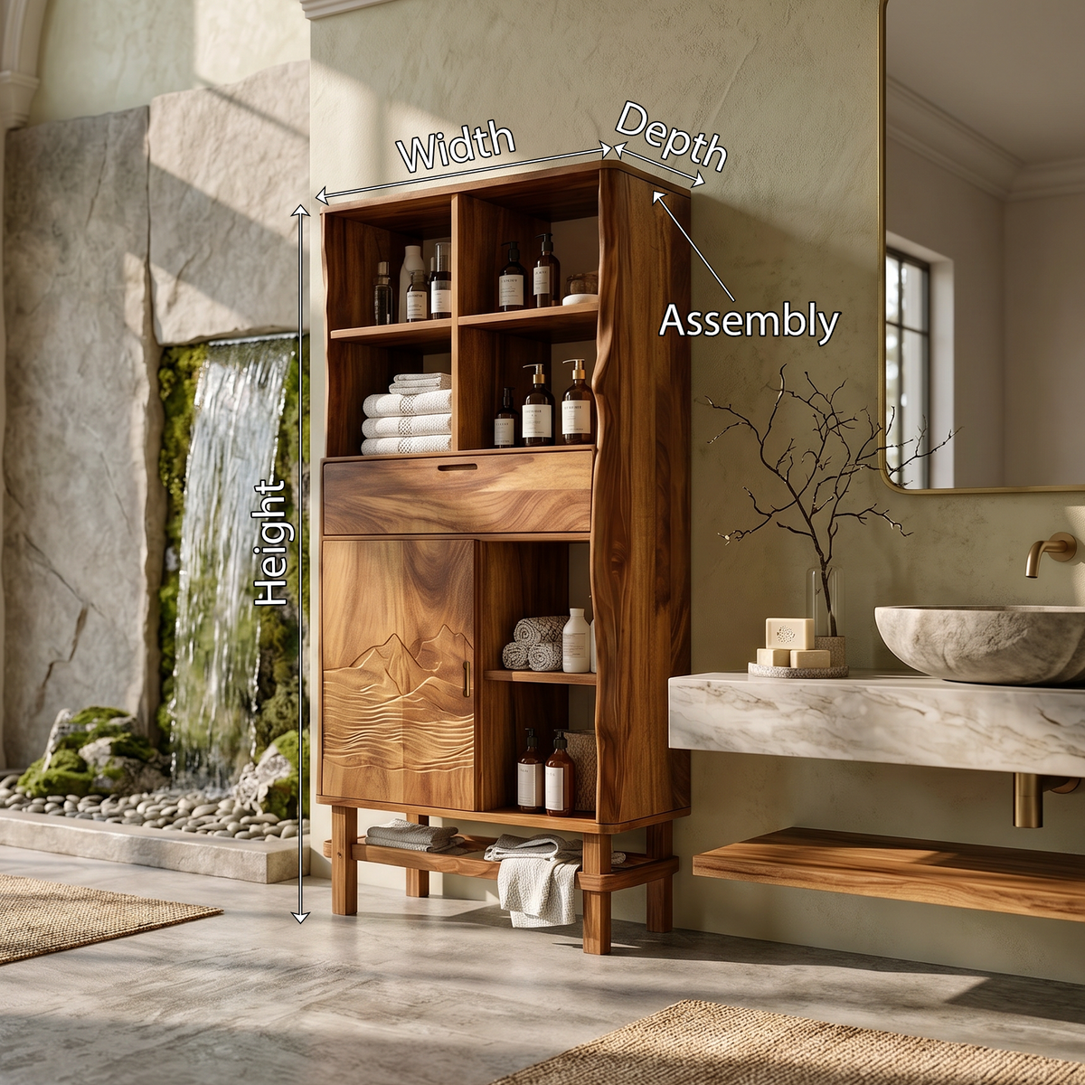 Contemporary Curved Display Cabinet Lake House