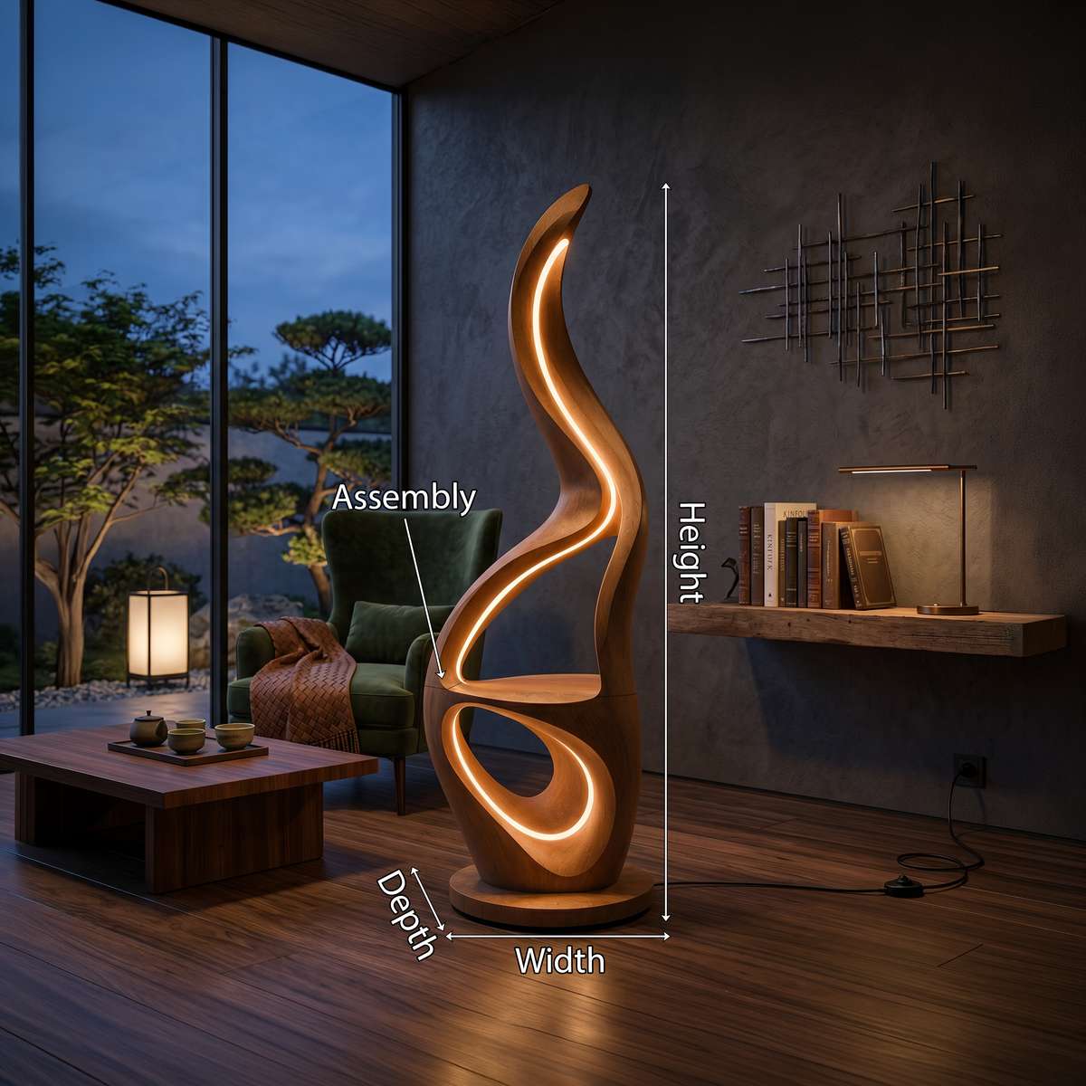 Contemporary Ring Lamp With Table For Lounge