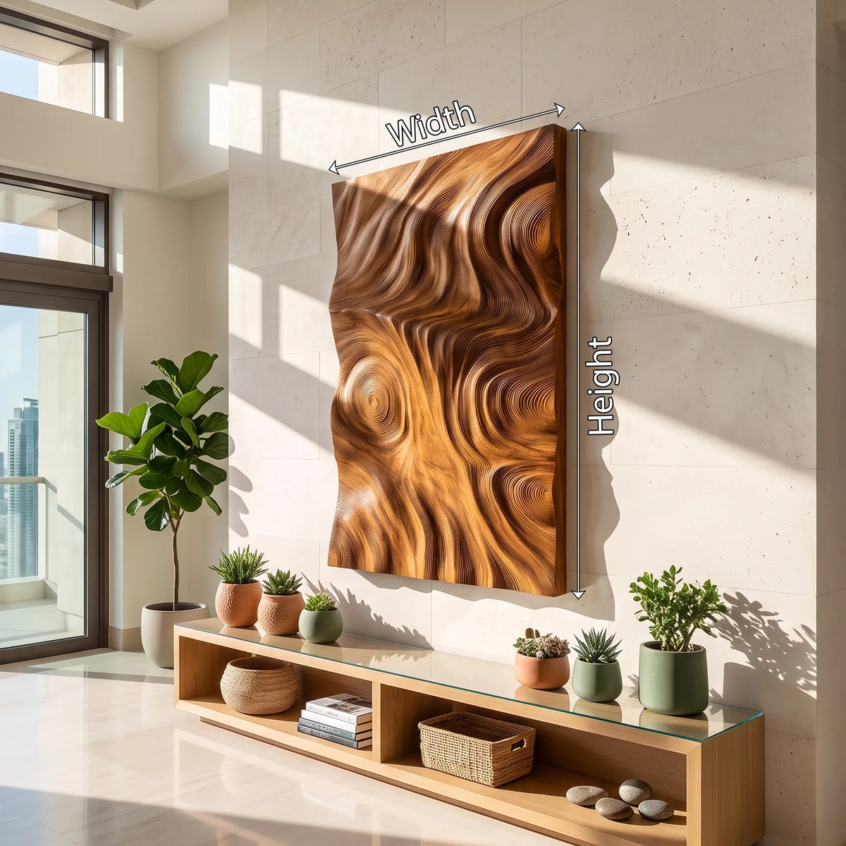 Contemporary Wood Wall Sculpture for Luxury Entryway - view 5