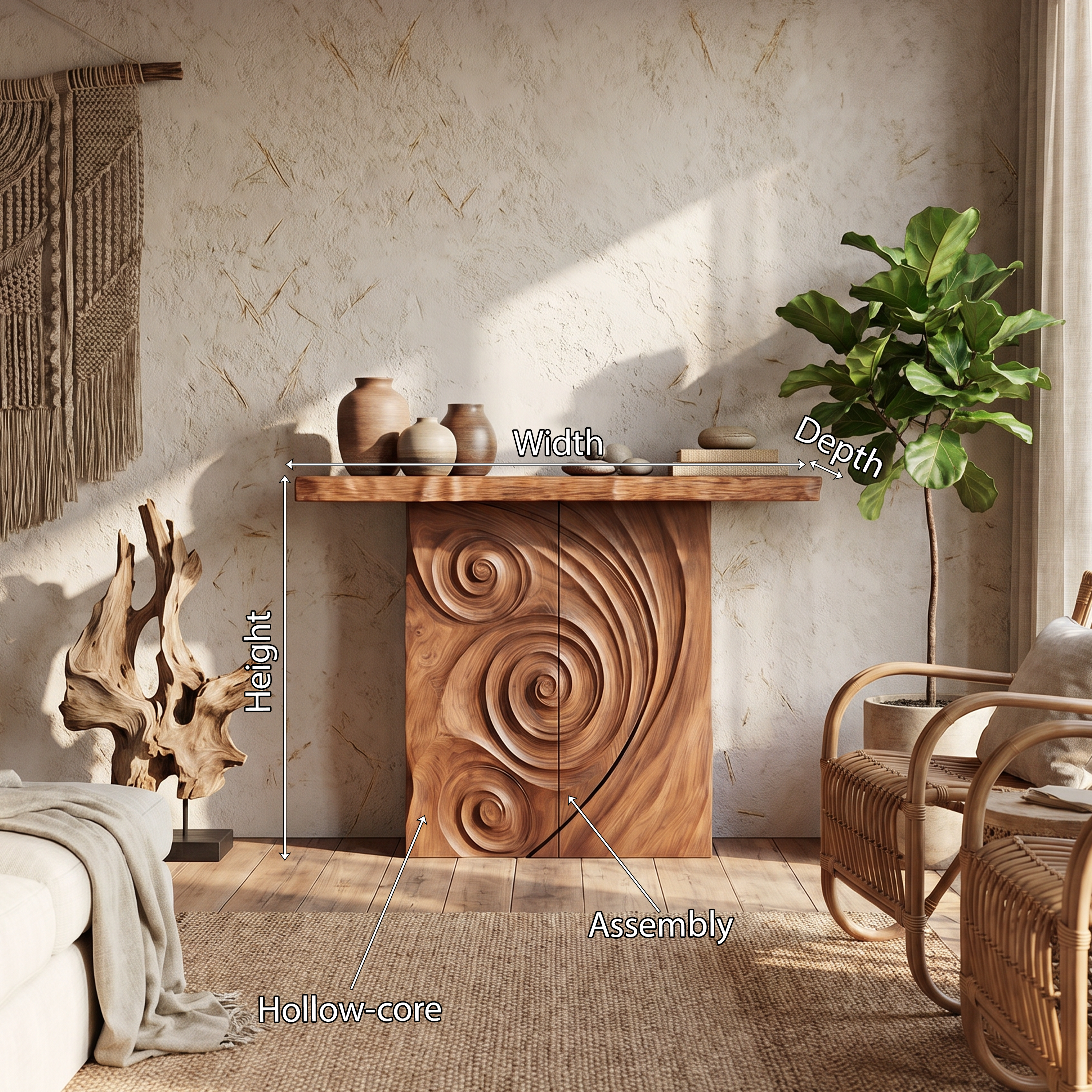 Contemporary Raw Edge Entry Table For Open Living Space