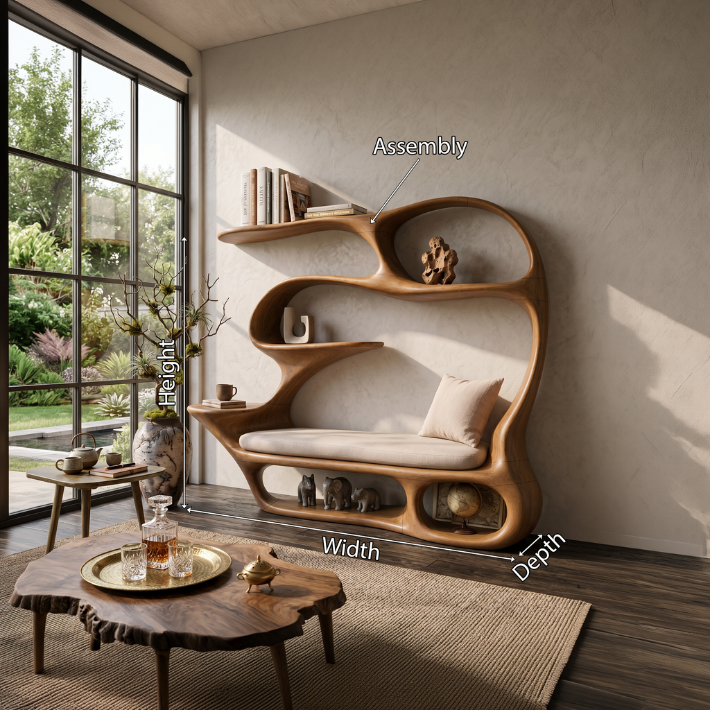 Contemporary Reading Seat Bookcase For Home Library