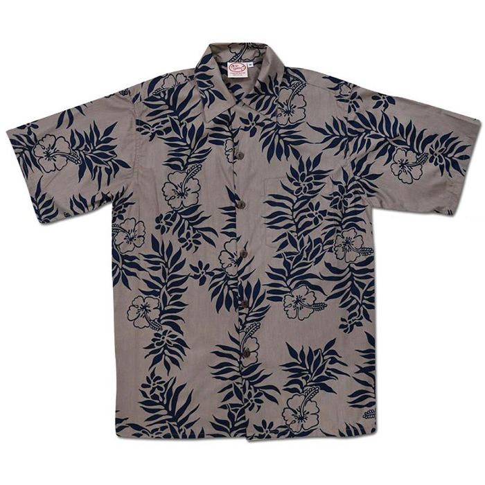 Mini Tahitian (Khaki/Navy) Hawaiian Shirts