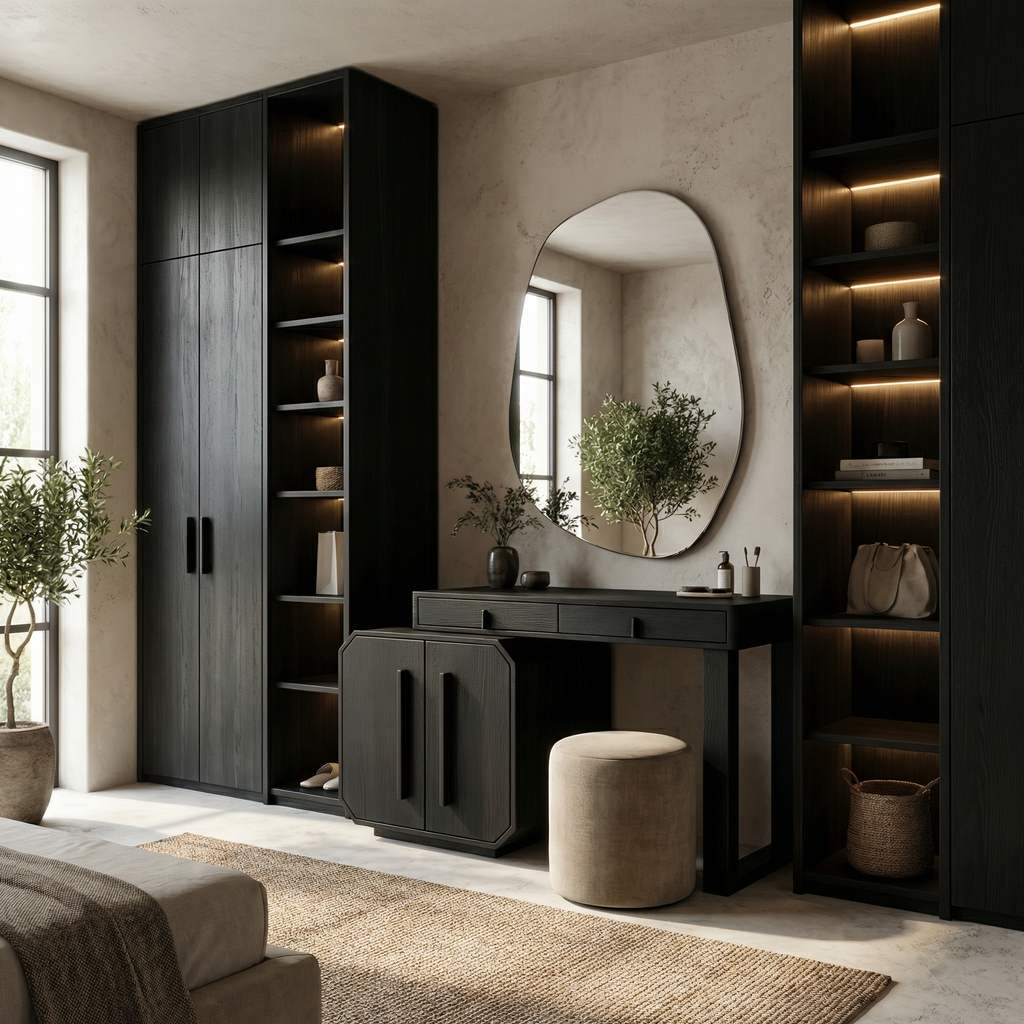 Contemporary Dressing Table With Storage Cabinet Sculptural Design For Bedroom - view 4
