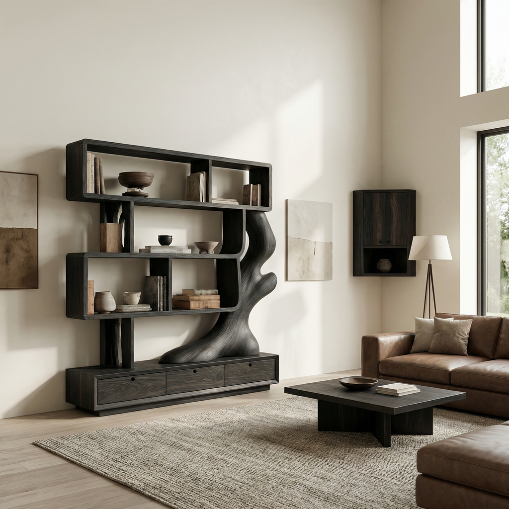 Contemporary Wooden Bookcase With Storage For Living Room - view 7