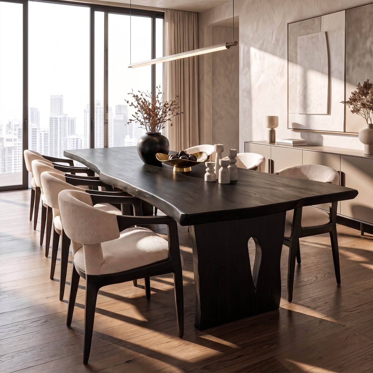 Contemporary Dining Table With Freeform Top For Dining Room - view 4