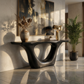 Contemporary Organic Sculptural Console Table For Entryway And Living Room Space - view 4