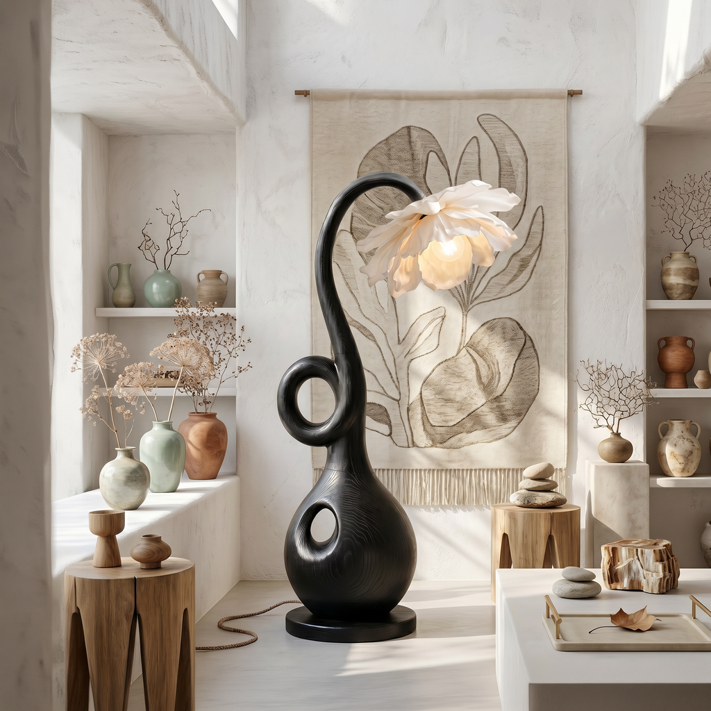 Contemporary Floor Lamp With Organic Sculptural Base And Blooming Flower Design - view 4