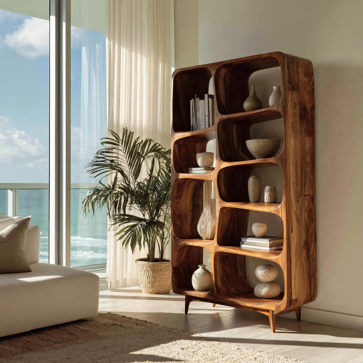 Contemporary Solid Wood Bookshelf For Coastal Interior - view 5
