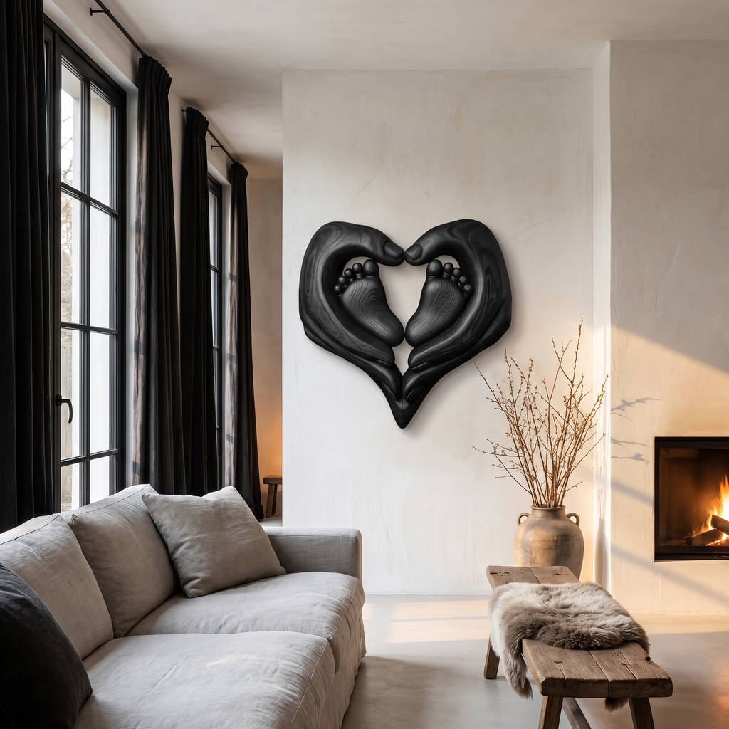 Contemporary Personalized Baby Wall Decor With Sculptural Baby Feet Design For Nursery - view 4