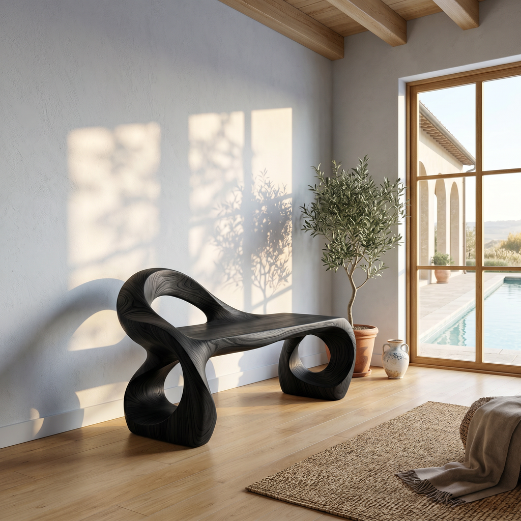Contemporary Knot Form Bench For Hallway Interior Area
