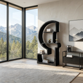 Artistic Wooden Bookshelf With Unique Curved Structure For Home