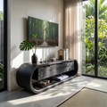 Coastal Greek Island TV Stand For Santorini Style Living Room