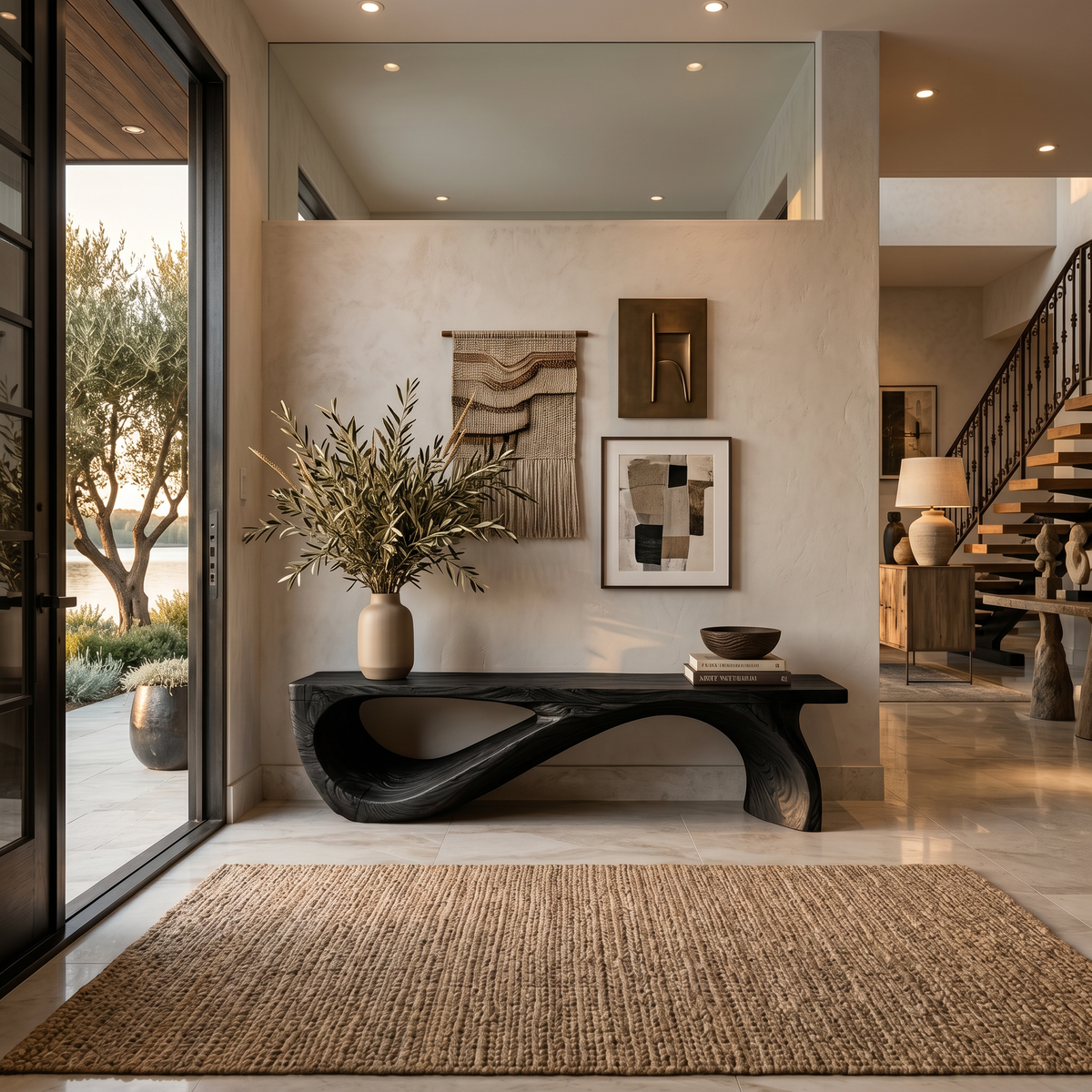 Architectural Bench Sculpted For Modern Hallway Decor
