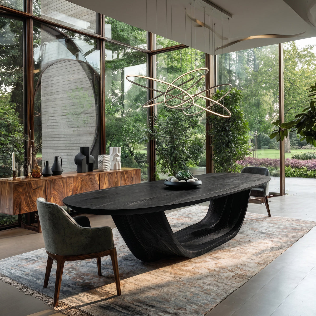 Contemporary Open Base Oval Dining Table For Dining Room